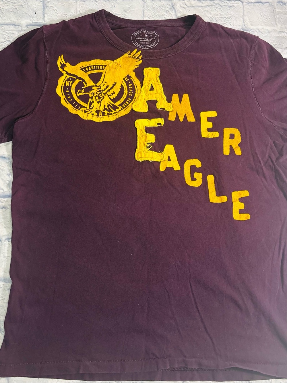 Y2K American Eagle Outfitters Athletic Fit Mens burgundy graphic tee Size Medium